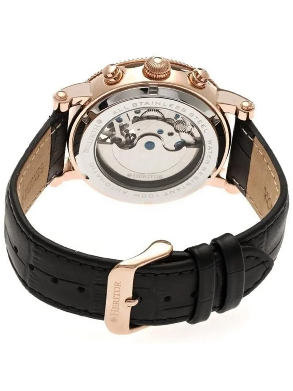 NWT Heritor Winston Automatic White Dial Leather Men's Watch